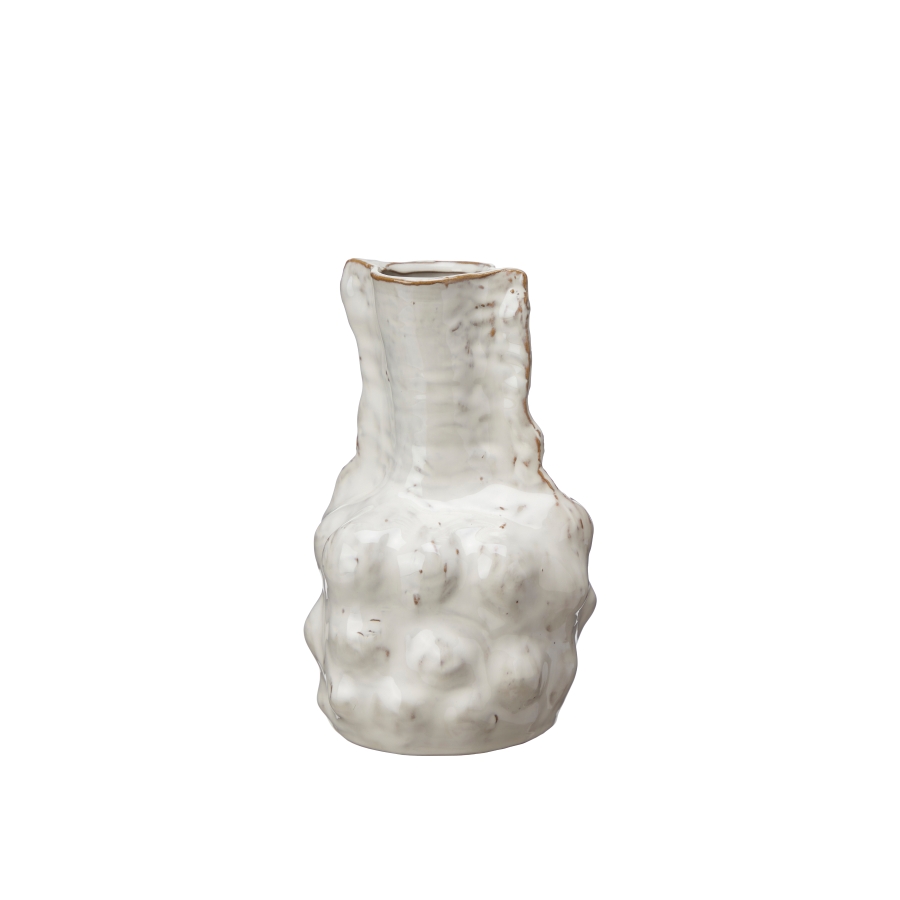 Hammered Glazed White Vase