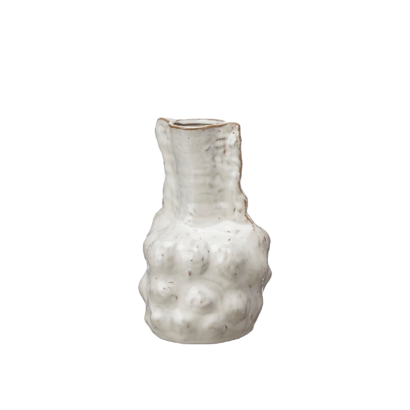 Hammered Glazed White Vase